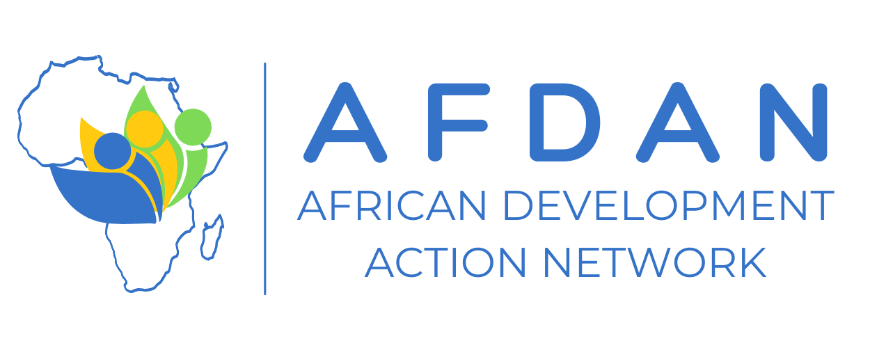 AFDAN logo: A stylized representation of the organization's name with accompanying imagery symbolizing unity, support, and progress.